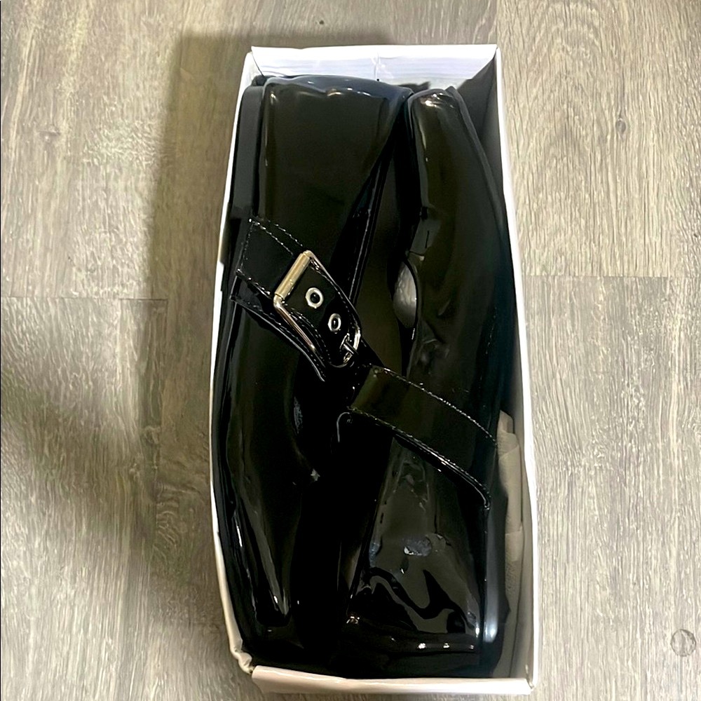 Black patent leather Loafers Mary Jane style flats size eu 43 us 11